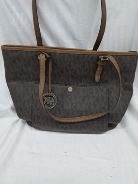 Michael Kors Brown and Tan Signature Logo Tote